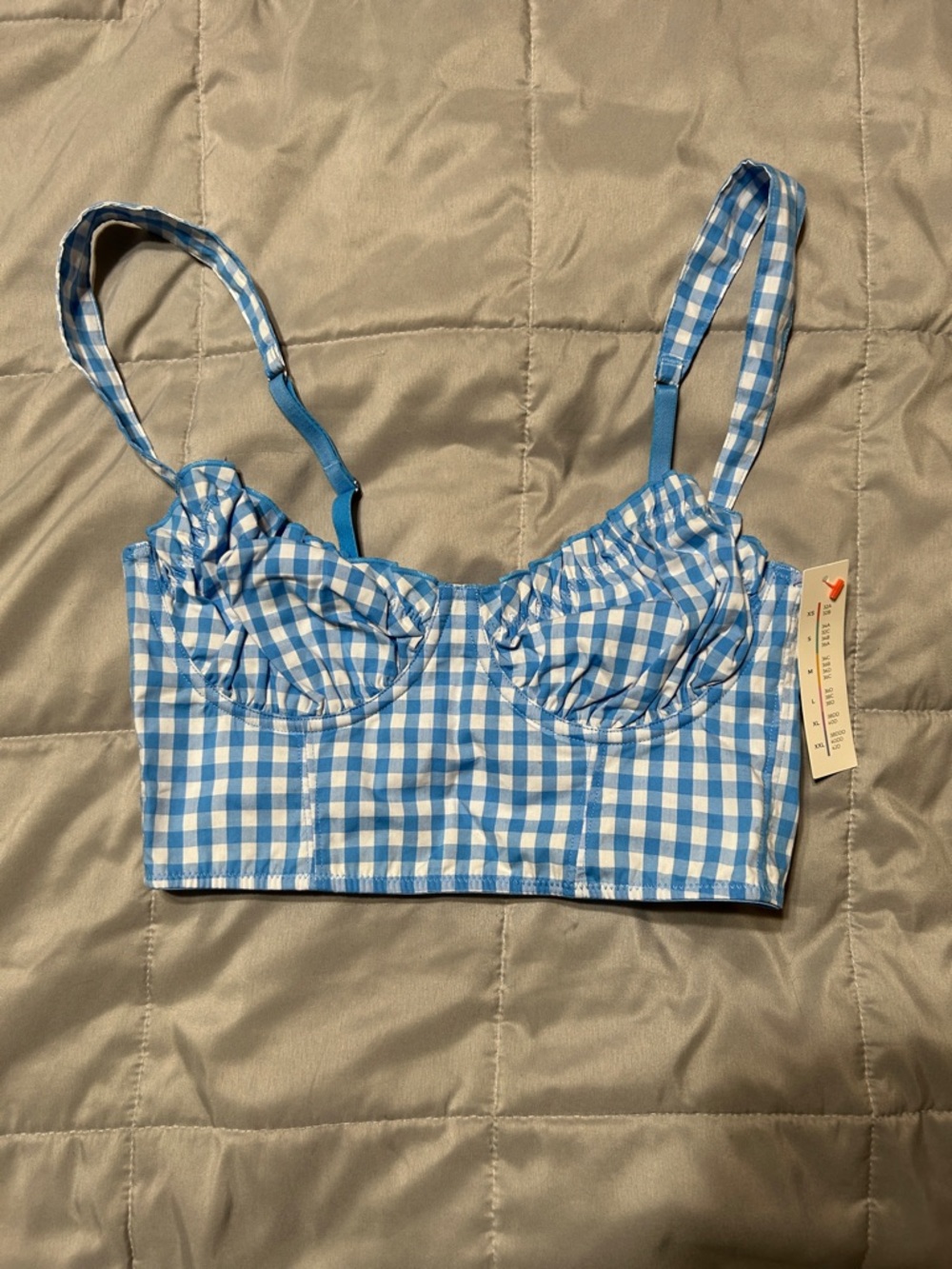 Colsie Blue Gingham Underwire Bustier Crop Top